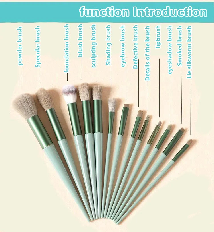 13/8PCS Makeup Brushes Pro Green Brush Set Powder Eyeshadow Blending Eyeliner Eyelash Eyebrow Make Up Beauty Cosmestic Brushes