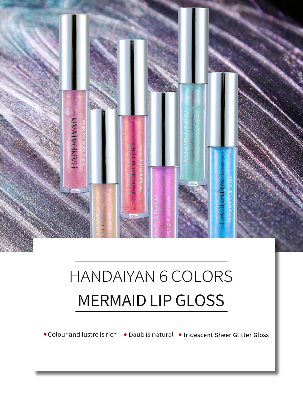 Handaiyan Lip Gloss Longlasting Glitter Lip Glaze Lipstick Liquid Waterproof Moisturize Luminous Shimmer Shiny Lipgloss Makeup