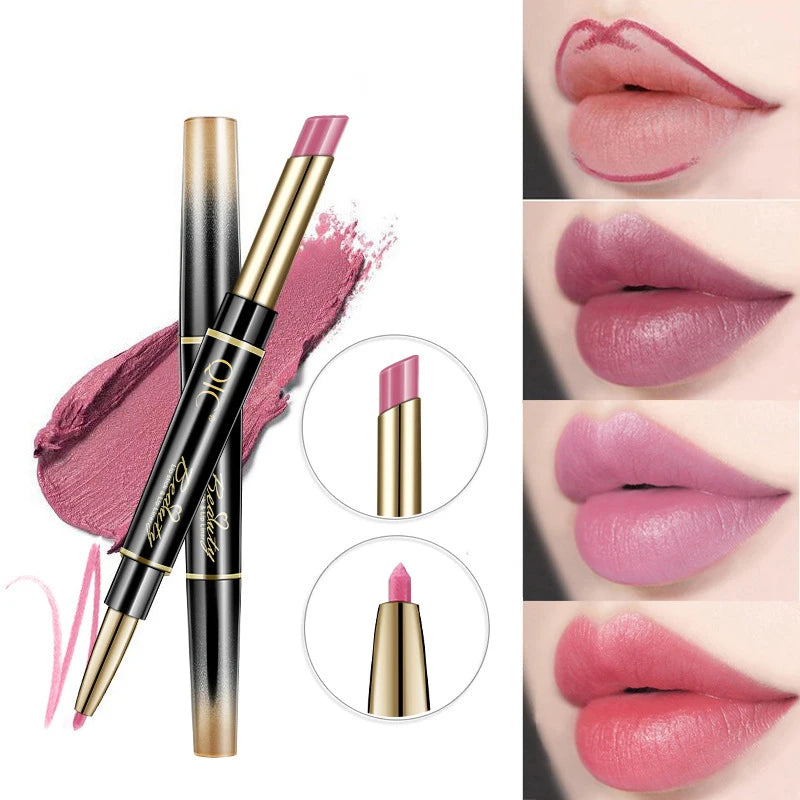 2 IN 1 Lip Liner Waterproof Matte Lipstick Pencil Sexy Red Long Lasting Lipliner Makeup Cosmetics