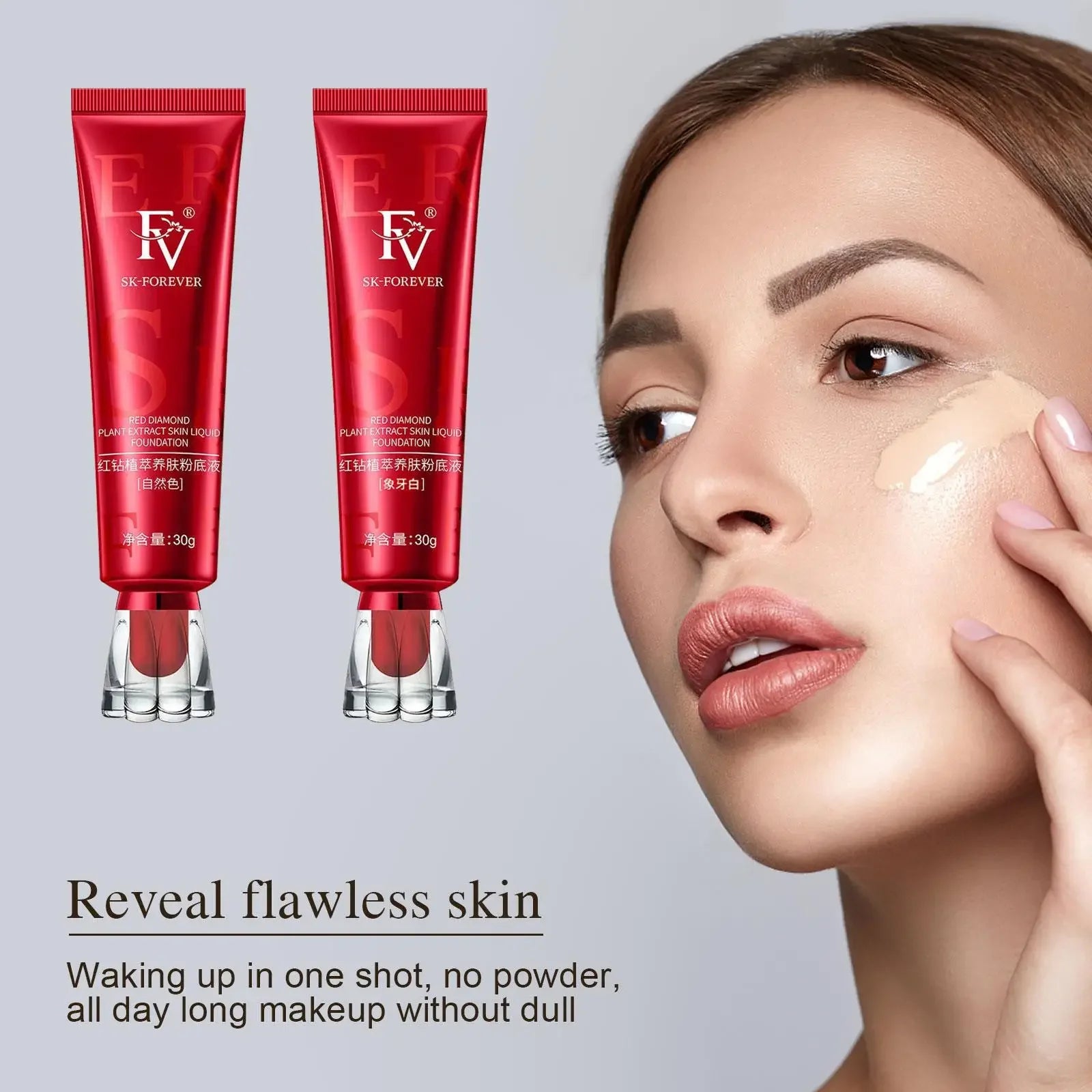 FV Red Diamond Plant Extract Skin Nourishing Liquid Moisturizing Easy Concealer Control Long-lasting Oil Not Foundation Rem