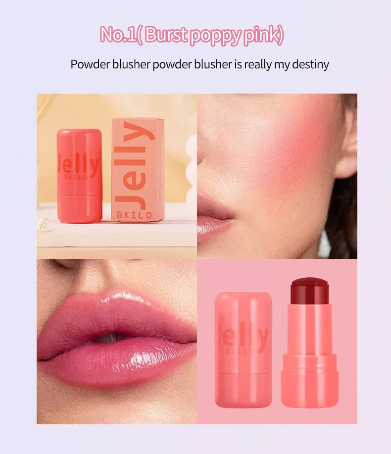 4pcs Set Jelly Cheek Blush Tint 3-in-1 Transparent Moisturized Blusher Facial Contour Rouge Lip Stick Long Lasting Rouge Makeup