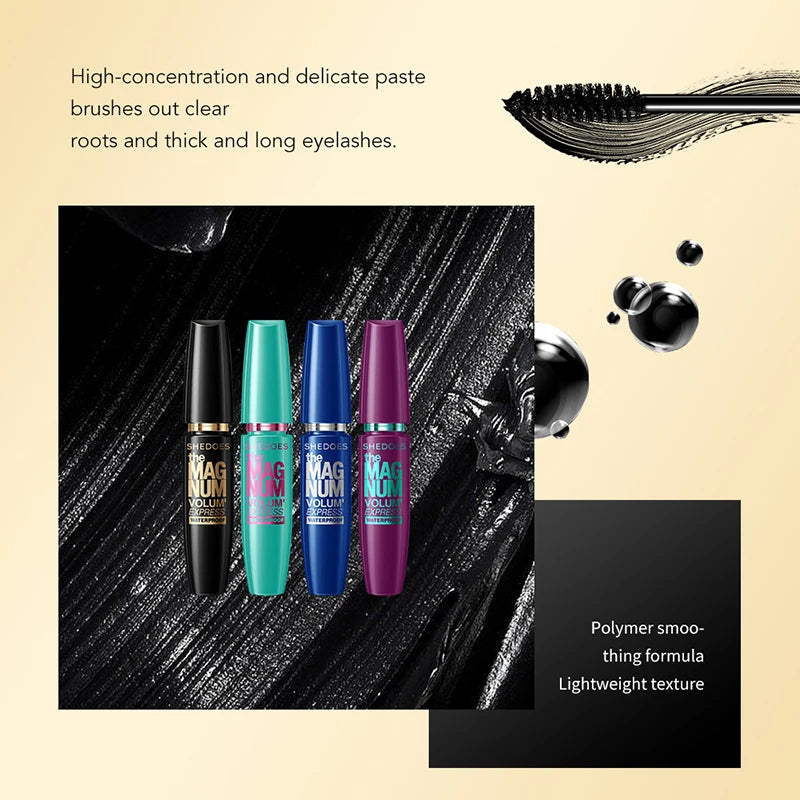 4D Black Mascara Thickening Lengthening Curling Up Waterproof Long Lasting Makeup Effect Liquid Fiber Multicolor Mascara