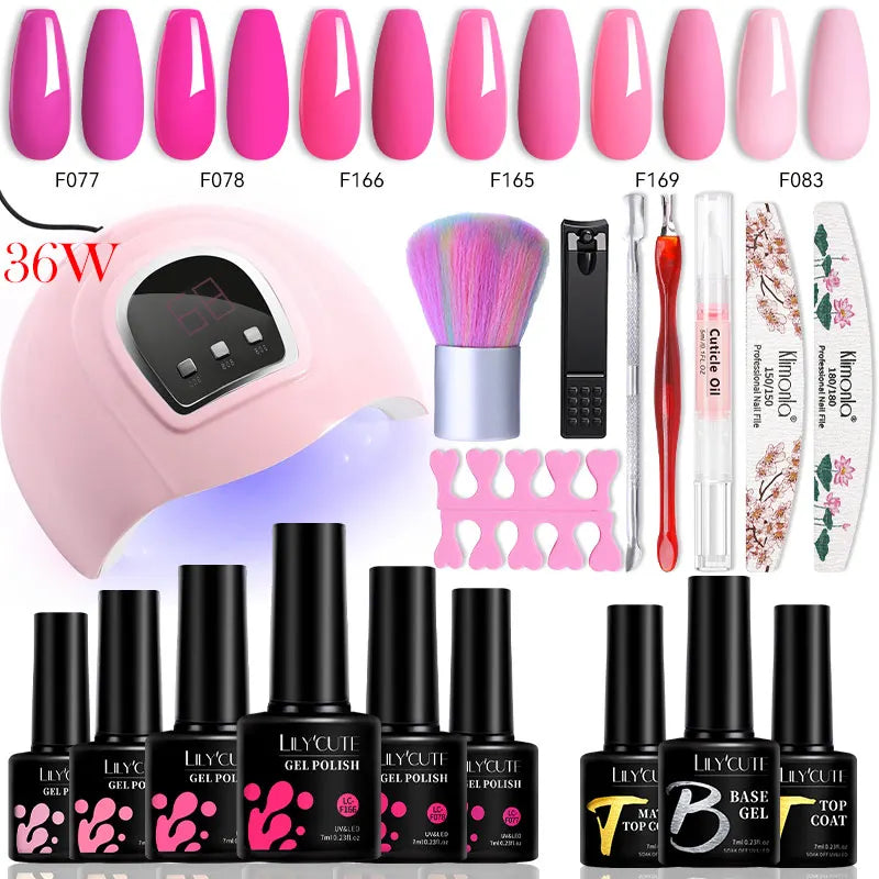 Manicure Set 32Colors Gel Nail Polish Set With UV LED Lamp Dryer Nail Art Vernis Semi Permanent UV Gel Set Nail Supplies Kit