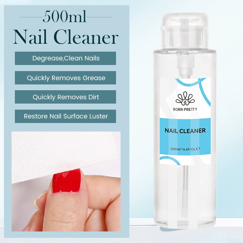 BORN PRETTY 500ml Nail Gel Remover Nail Brush Cleaner Nail Polish Cleaner Solution Liquid Manicure Care Tools Nail Art Tools