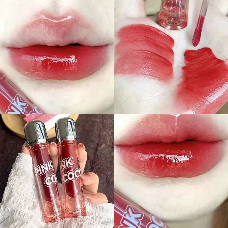 Mirror Glass Lip Tint Punk Dark Red Lip Inks Juice Lip Glaze Water Light Clear Lipstick Non Stick Cup Liquid Liptint Makeup