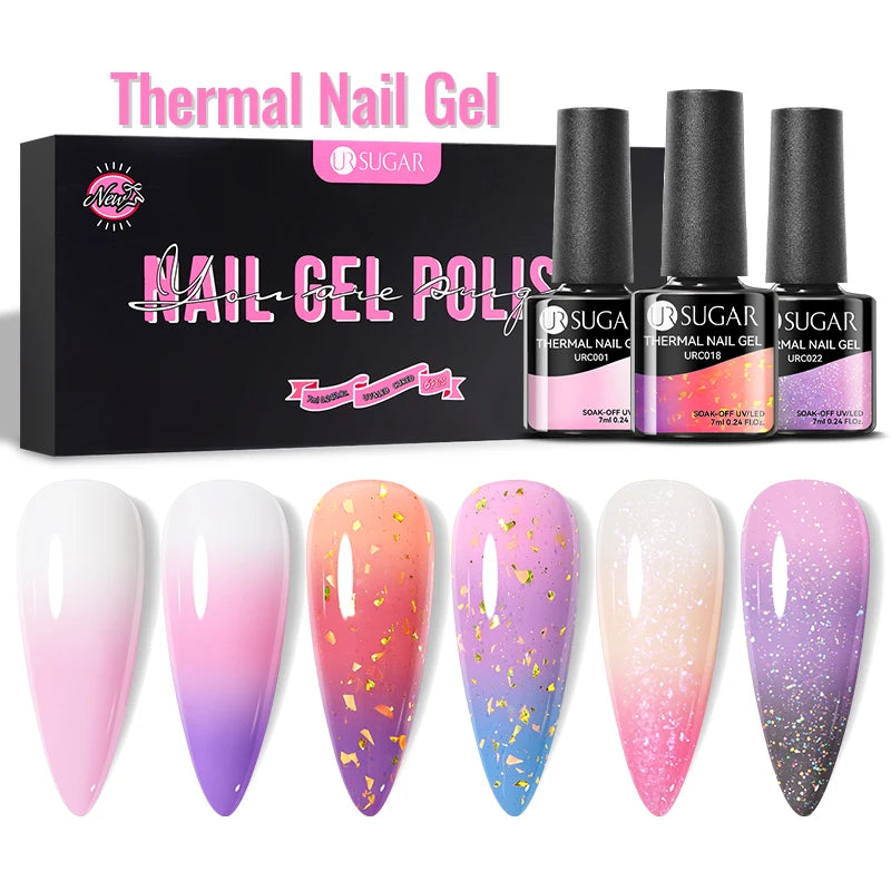 UR SUGAR 6Pcs Color Gel Nail Polish Kit 7ml Glass Bottle Soak Off UV LED Nails Varnish Gel Whole Set Semi Permanent Nail Art Gel