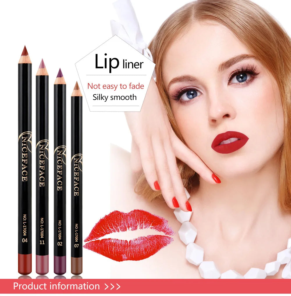 Professional 12 Color Matte Brown Lip Liner Waterproof Long Lasting Moisturizing Sexy Lip Pencil Women Natural Lipstick Makeup