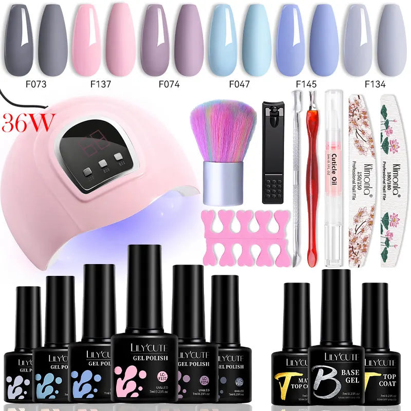 Manicure Set 32Colors Gel Nail Polish Set With UV LED Lamp Dryer Nail Art Vernis Semi Permanent UV Gel Set Nail Supplies Kit