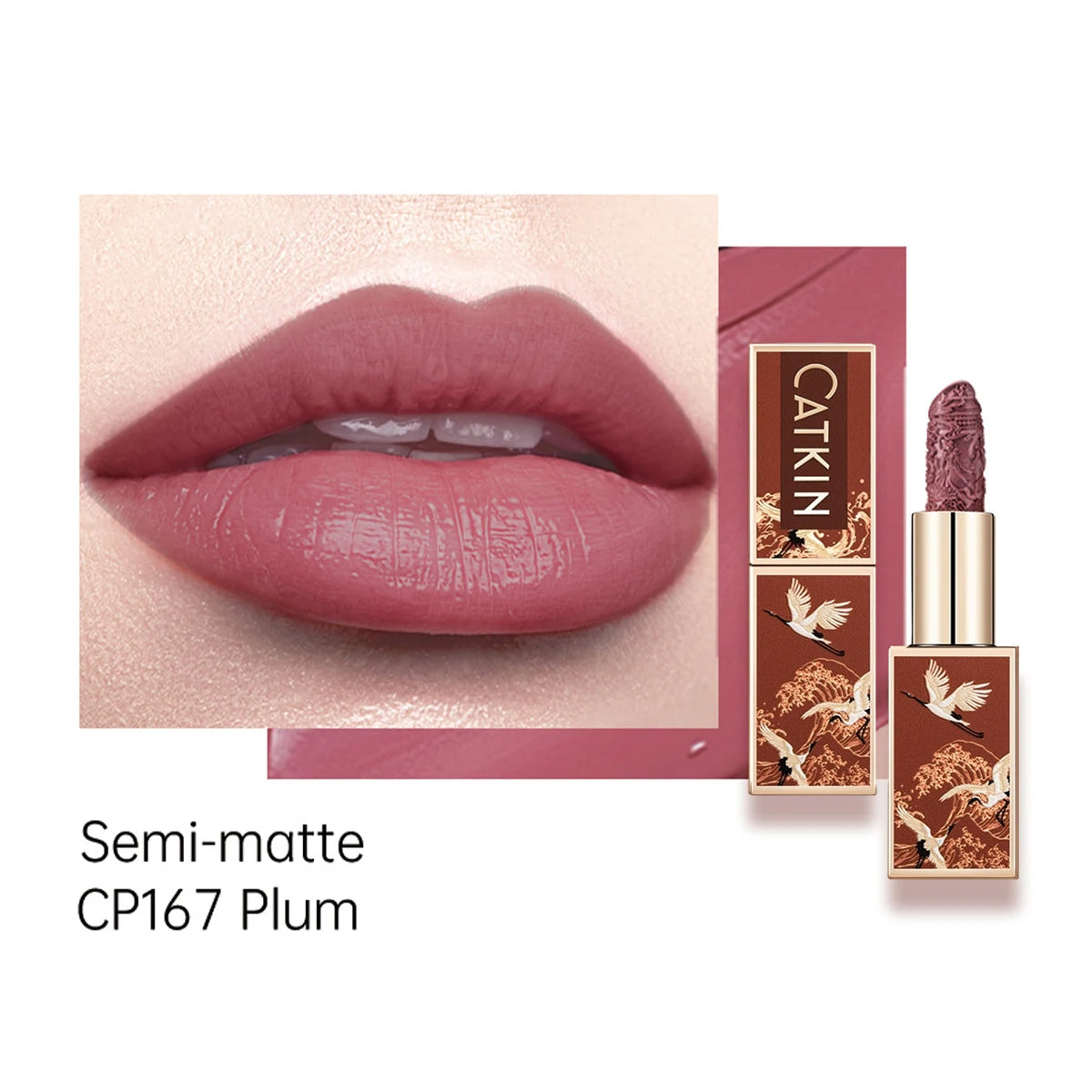 CATKIN Makeup Velvet Matte Lipstick, Hydrating Satin Long Lasting lipstick with Smooth and Creamy Texture, 3.6g