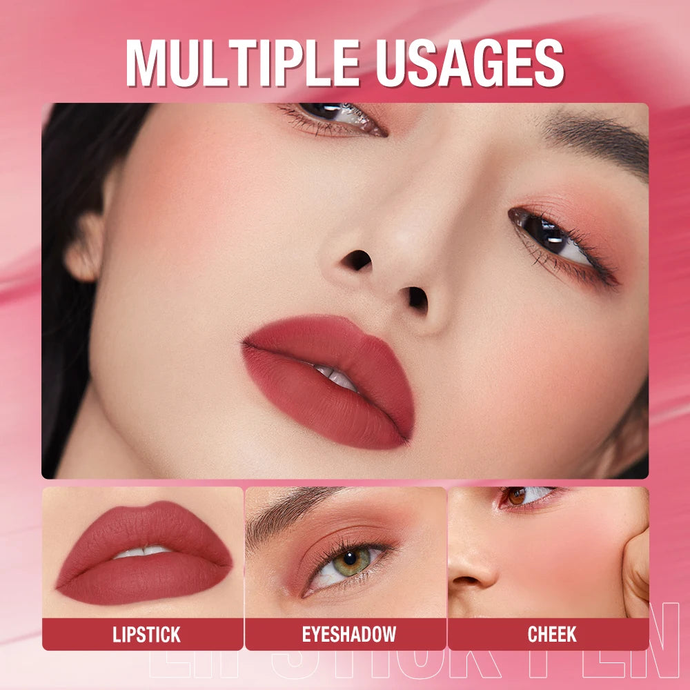 O.TWO.O 6pcs Matte Crayon Lipstick Pencil 6 Shades Silky Sexy Lip Liner Waterproof Makeup Multiple Use Lip Stick Pen For Women