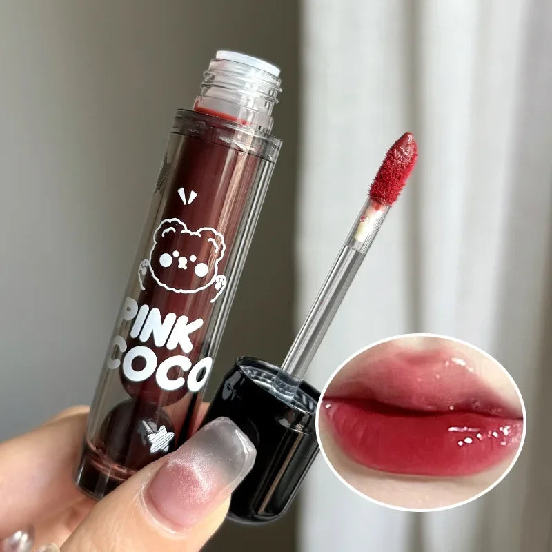 Mirror Glass Lip Tint Punk Dark Red Lip Inks Juice Lip Glaze Water Light Clear Lipstick Non Stick Cup Liquid Liptint Makeup