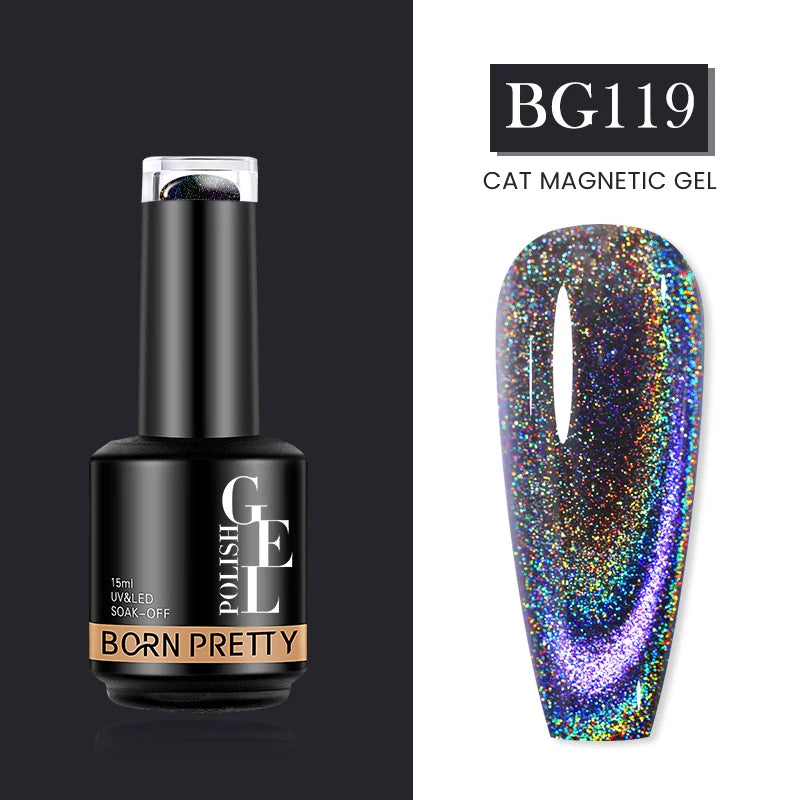 BORN PRETTY Cat Magnetic Gel Nail Polish 15ml Reflective Glitter Soak Off UV LED Gel Semi Permanent Nail Art Varnish Manicure