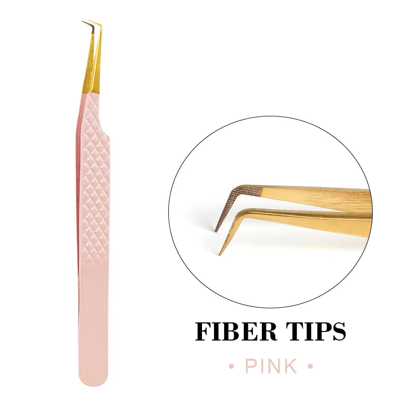 Fiber Eyelash Extension Tweezer Volume Precise Diamond Grip Fiber Tip Stainless Steel High Quality Eyebrow Makeup