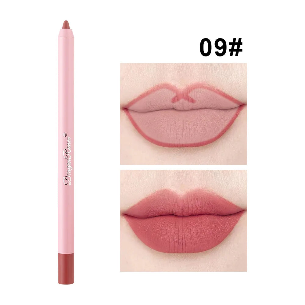 Matte Pink Lipstick Pencil Non-stick Cup Lasting Contour Lip Liner Pencil Waterproof Crayon Pigments Lipliner Pen Lips Makeup