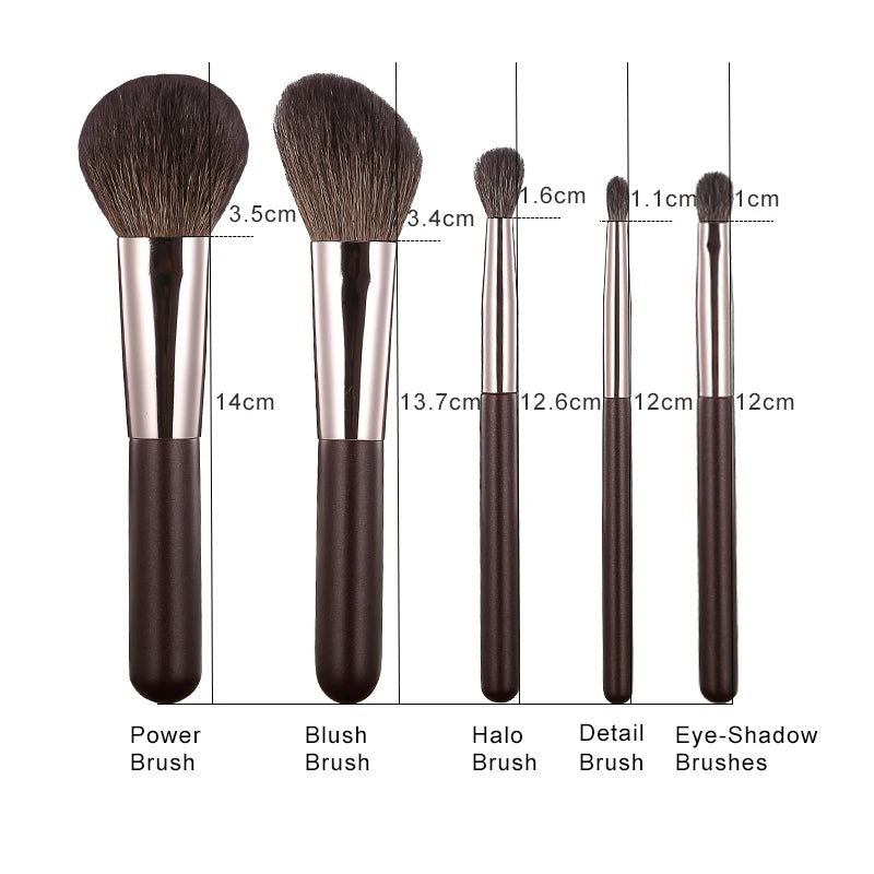 Mini Makeup Brushes Set 5 Pcs Eye Shadow Foundation Powder Eyelash Lip Concealer Blush Nature Bristle Set Travel Portable Soft