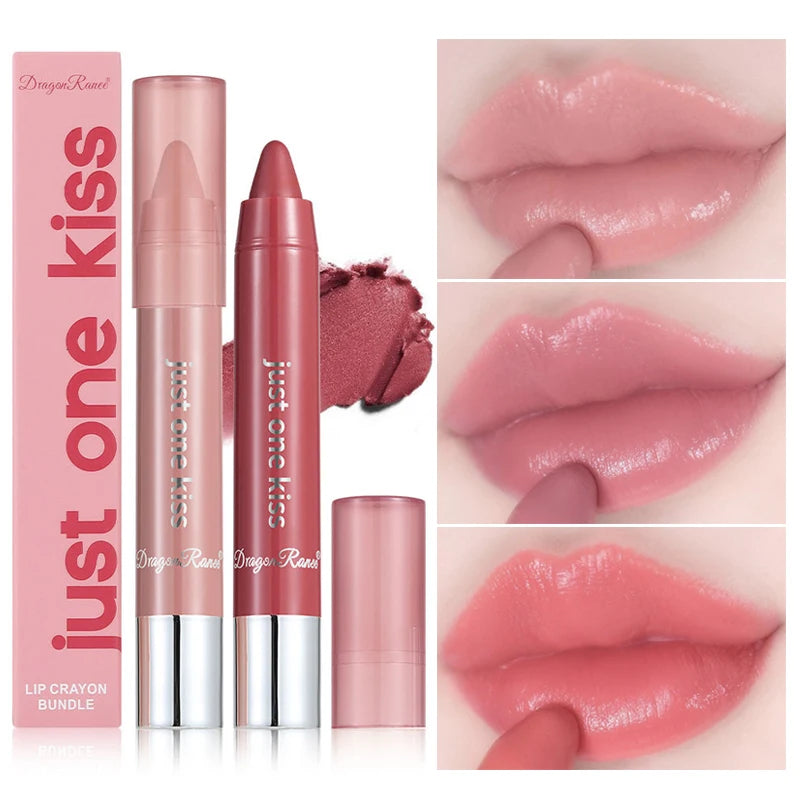 Matte Moisturizing Crayon Lipstick Makeup Pink Red Long Lasting Color Rendering Waterpoof Non-Stick Cup Lip Tint Woman Cosmetics