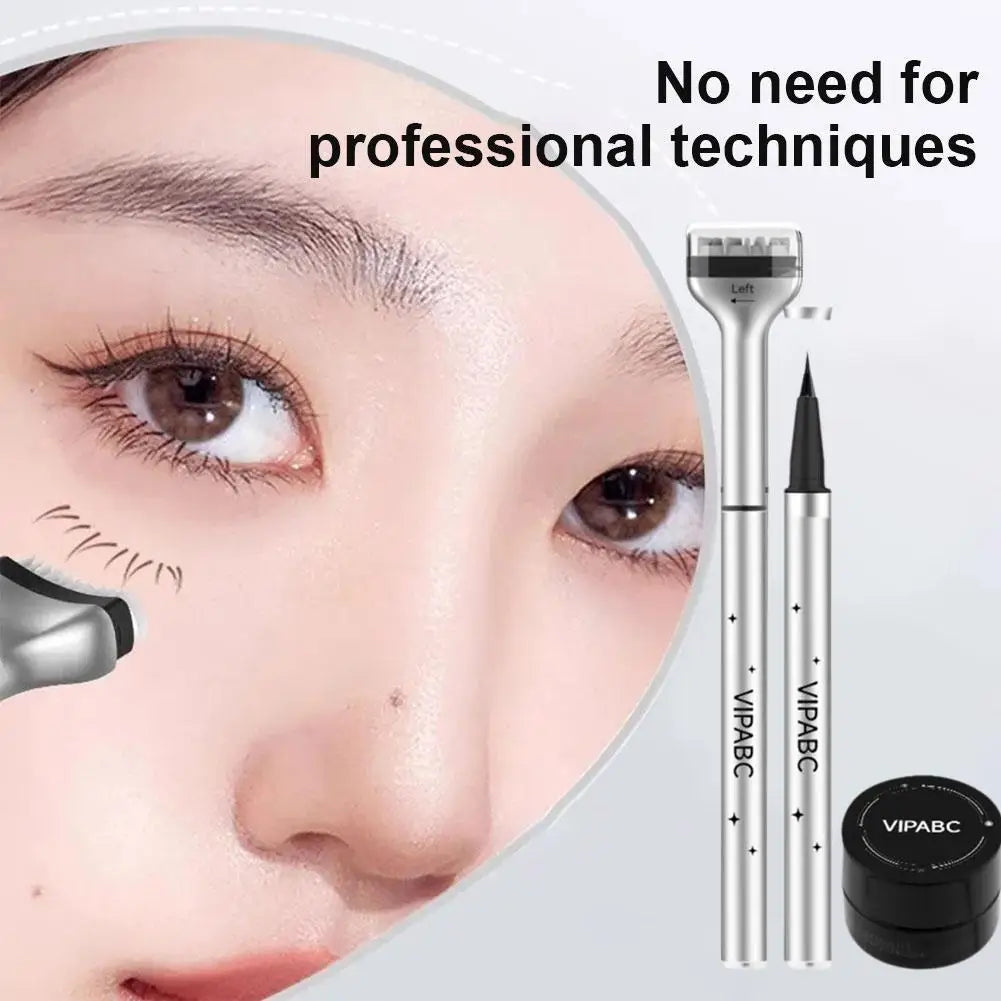 Waterproof Lower Eyelash Stamp Set New Easy To Use Quick Dry Eye Liner Portable 0.01mm Tip Lower Lash Stamp With Ink