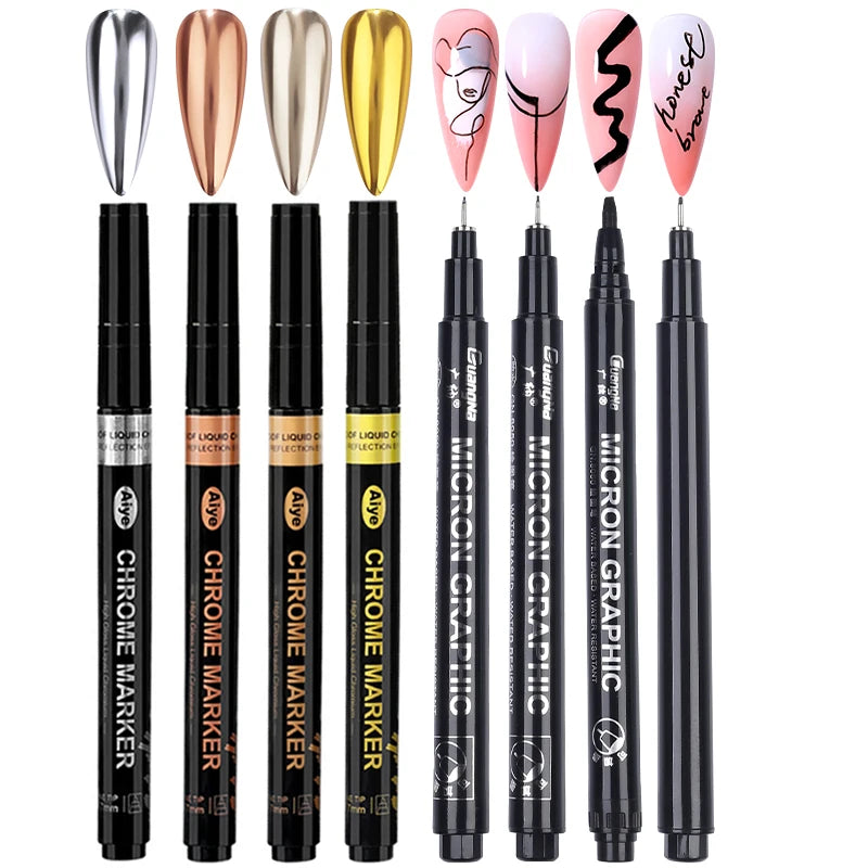 1Set Nail Art Drawing Pen Graffiti Nail Acrylic Pen Waterproof Painting Liner DIY 3D Abstract Line Nail Art Beauty Tool Manicure