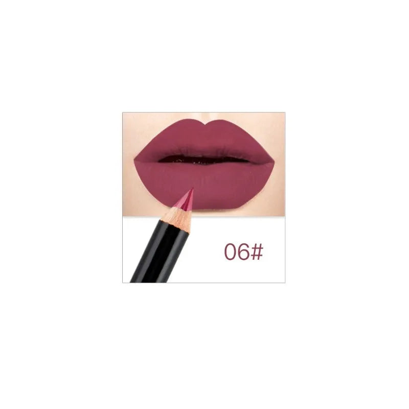 Professional 12 Color Matte Brown Lip Liner Waterproof Long Lasting Moisturizing Sexy Lip Pencil Women Natural Lipstick Makeup