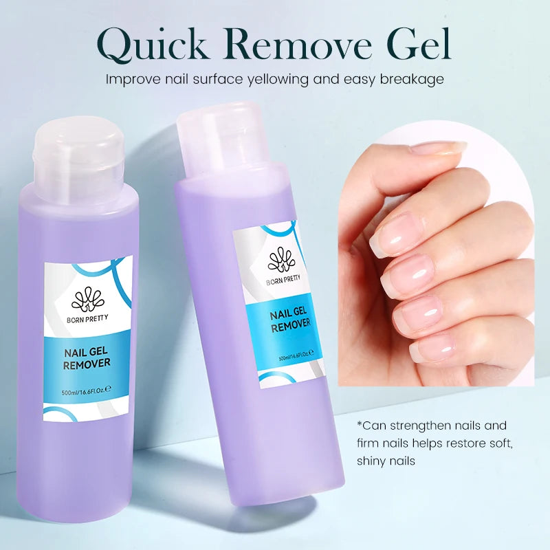 BORN PRETTY 500ML Nail Gel Remover Liquid Cleaner Remove sticky layer of UV/LED gels Permanent enamels Clean brushes Gel Nails