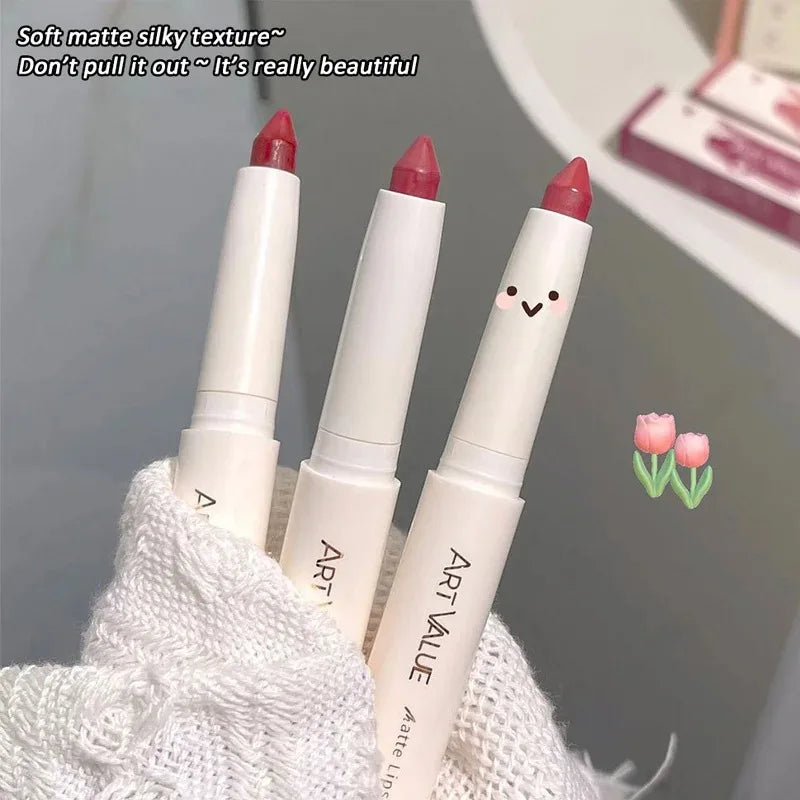 Matte Pink Lipstick Pencil Non-stick Cup Lasting Contour Lip Liner Pencil Waterproof Crayon Pigments Lipliner Pen Lips Makeup