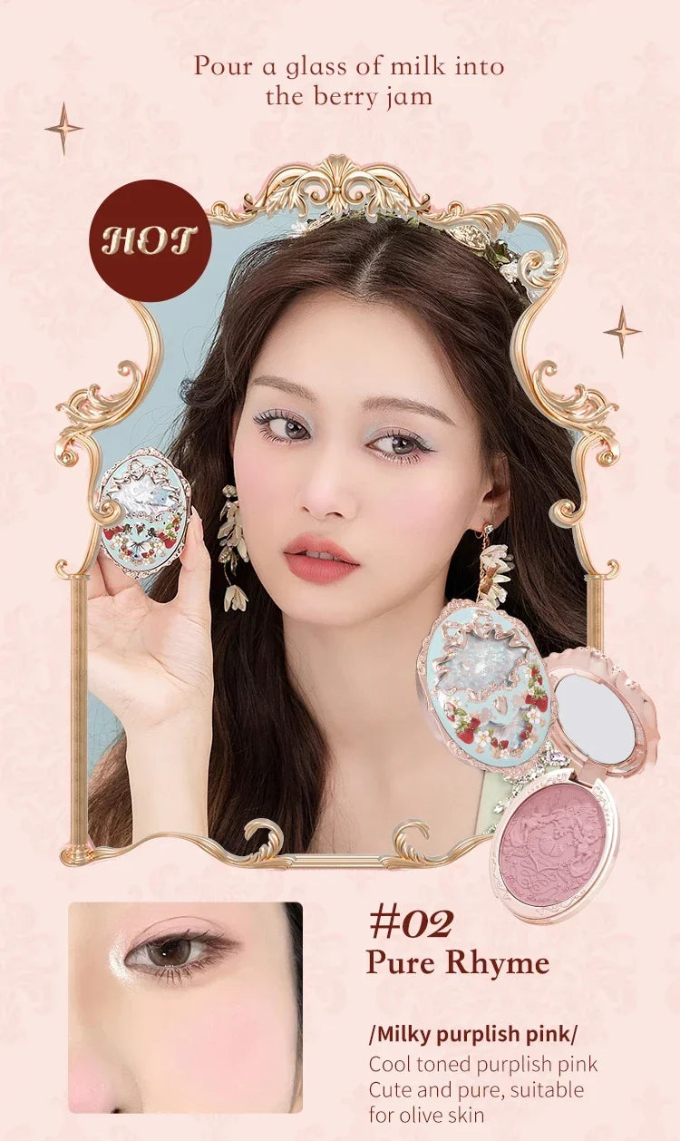 Flower Knows Embossed Blush Strawberry Rococo Series Natural Waterproof Anti-sweat Brightening Skin Tone Contouring Cheek Tint