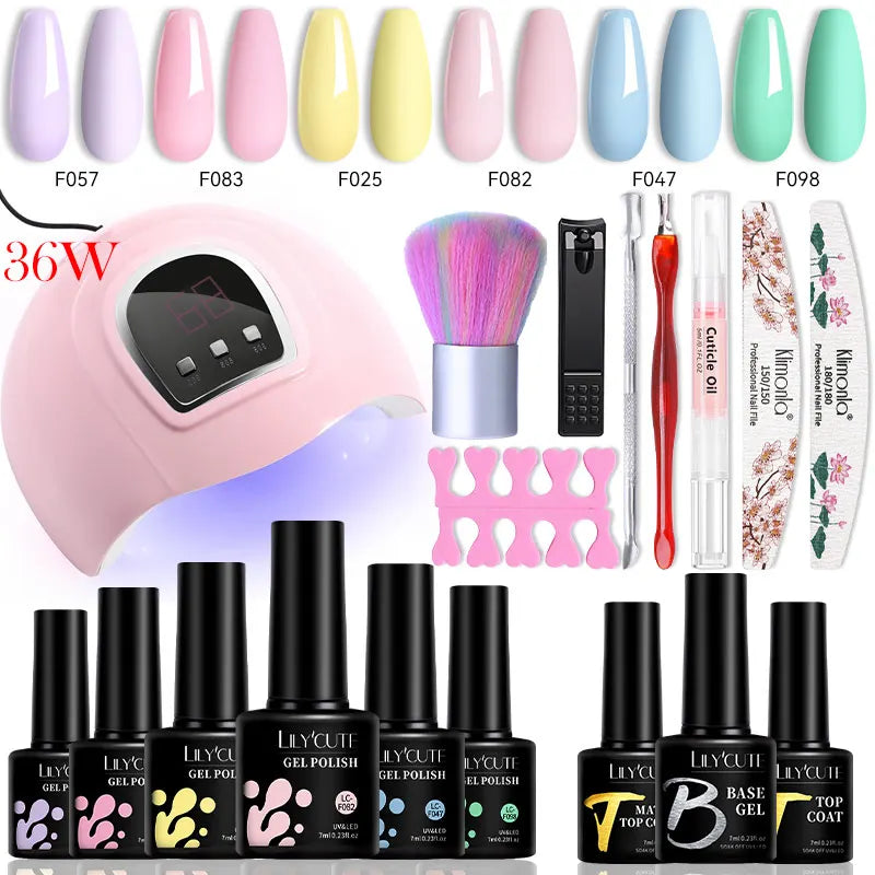 Manicure Set 32Colors Gel Nail Polish Set With UV LED Lamp Dryer Nail Art Vernis Semi Permanent UV Gel Set Nail Supplies Kit