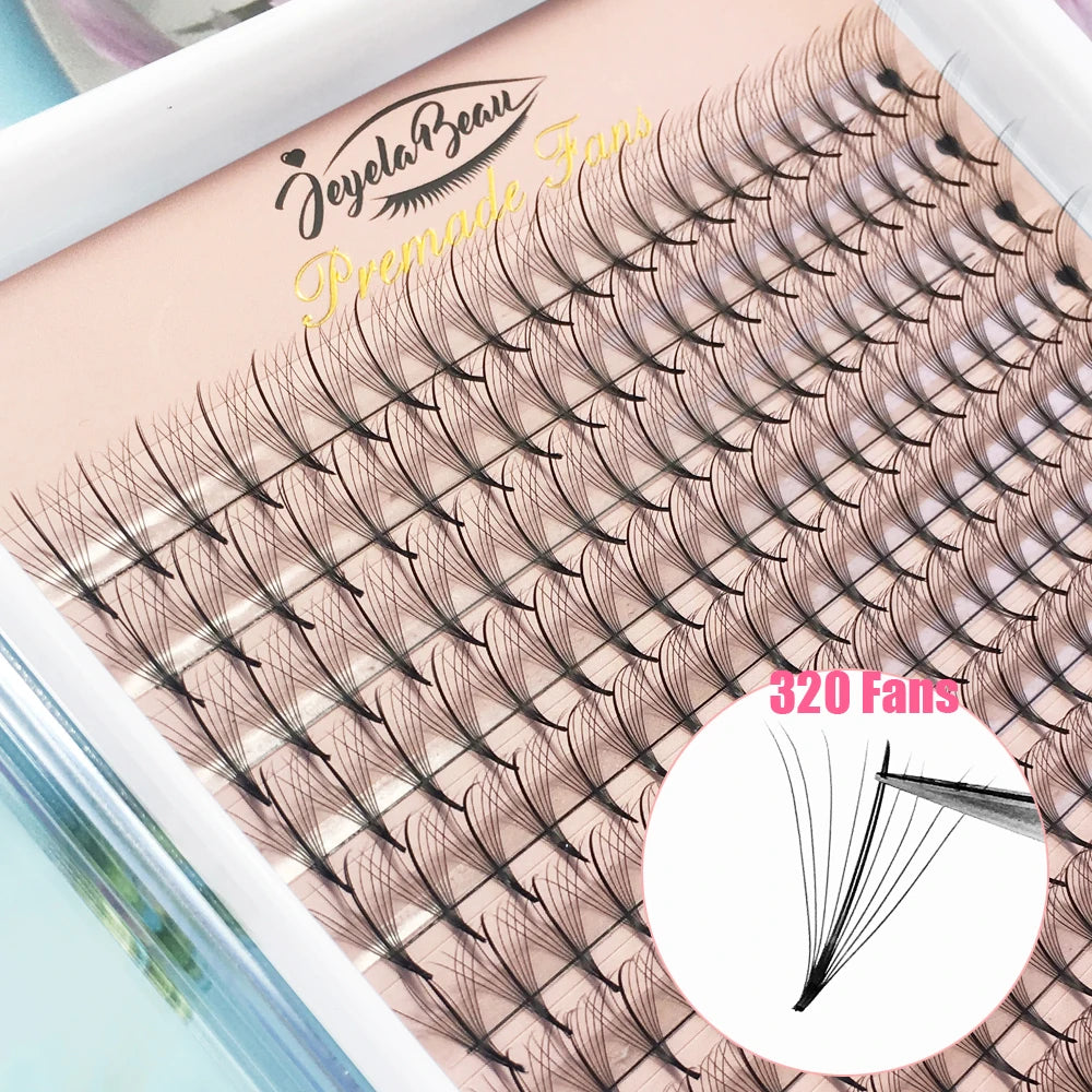 Goddess Wispy Premade Volume Fans 9D/13D  Individual Lashes Extension Pointy Stem 320 Fans Faux Mink Pre Made Russian Lashes