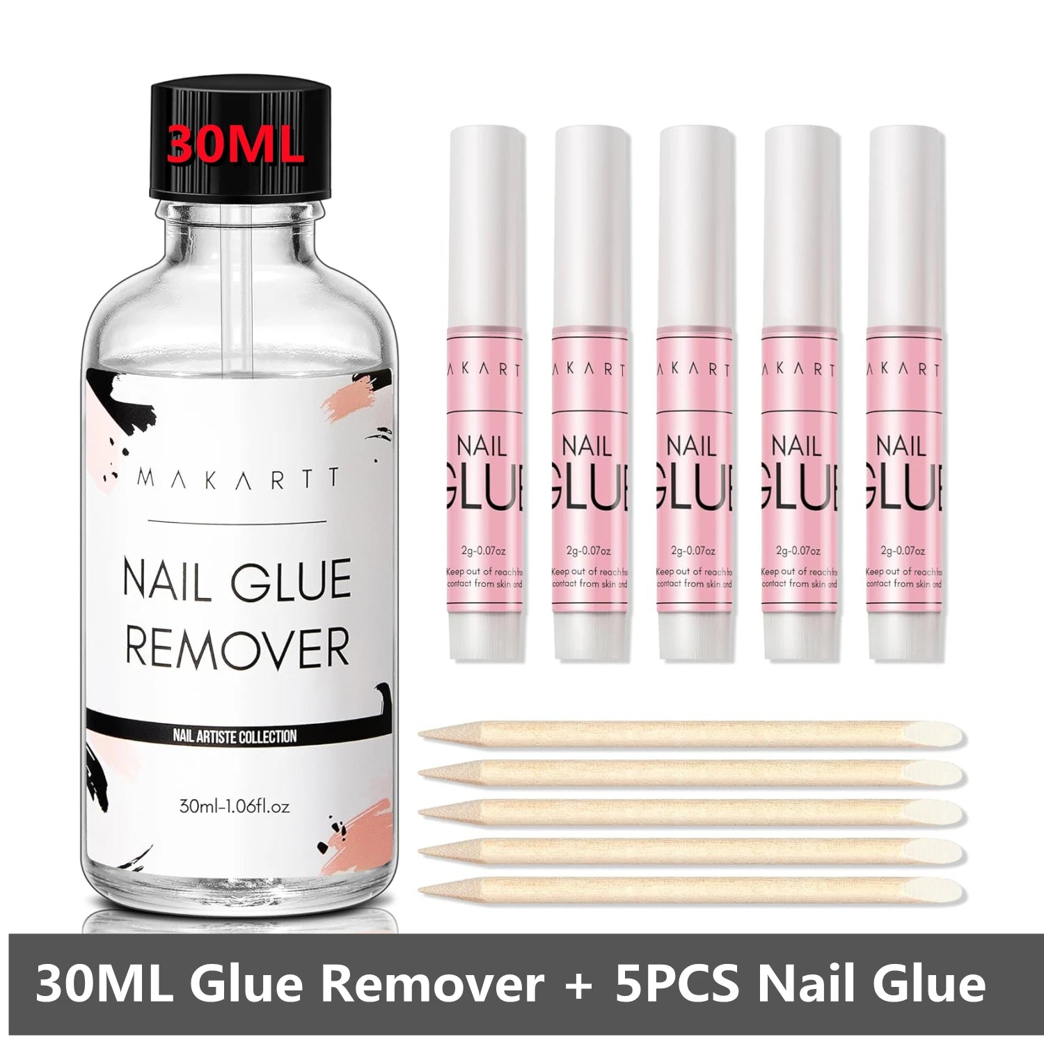 Makartt Nail Glue with Glue Remover Kit,  Super Strong Nail Glue for Acrylic Nails Press On Nails,30ML/ 50ML Glue off Debonder