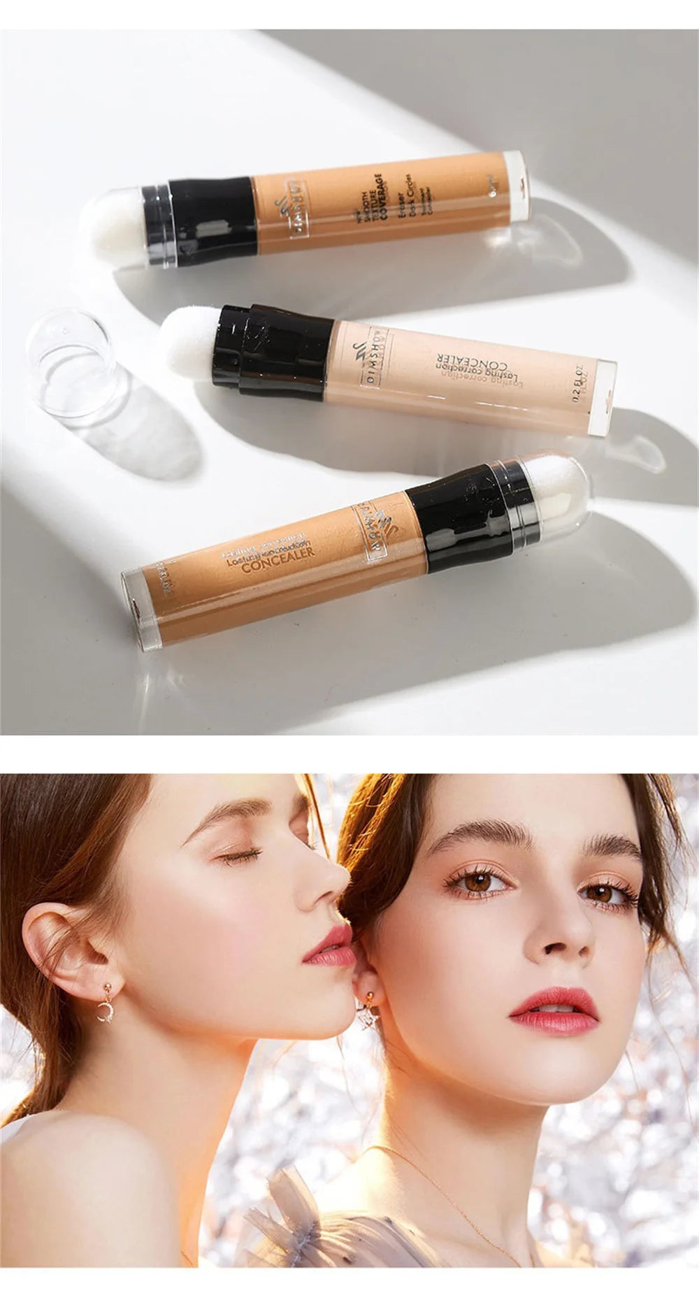 2 In 1 Facial Concealing Stick Concealer Foundation Stick Double-headed Concealer Stick Brightening Contour Cosmetic With Brush