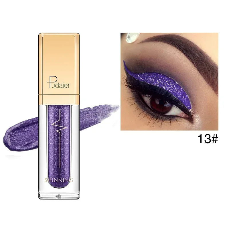 Pink Liquid Glitter Eyeshadow Metallic Pigment Eyes Makeup 18 Colors Shimmer Eye Shadow Liquid Waterproof Maquiagem Yeux Sombra