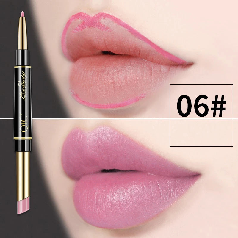 2 IN 1 Lip Liner Waterproof Matte Lipstick Pencil Sexy Red Long Lasting Lipliner Makeup Cosmetics