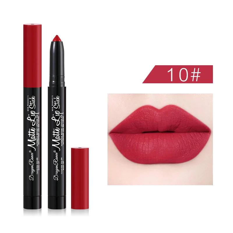 Matte Nude Lipstick Lip Liner 2 In 1 Long Wearing Waterproof Lip Ink Crayon Built-in Sharpener Professional Makeup For Women