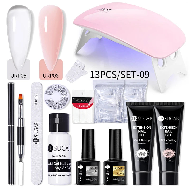 UR SUGAR 15ml Extension Gel Set Kits Semi Permanent Acrylic Hard Gel White Clear Nude Gel Nail Polish Nail Art Construction Gel