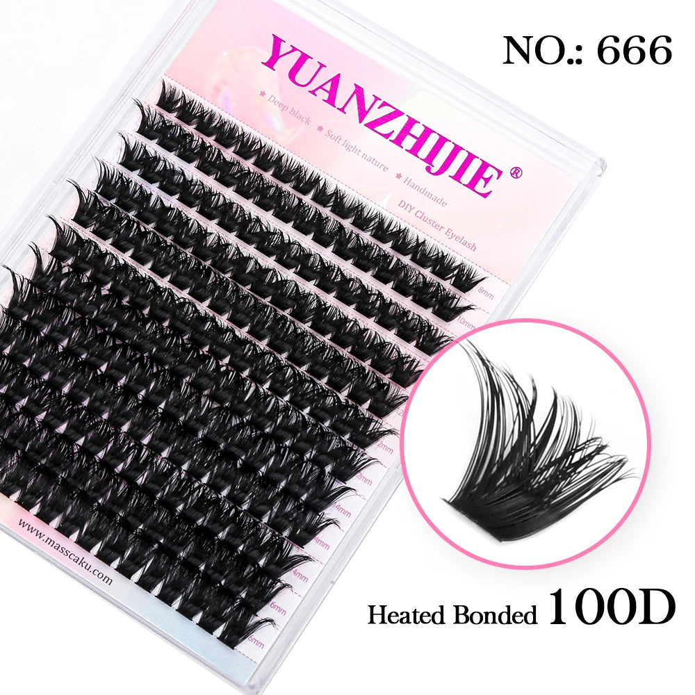 YUANZHIJE DIY Cluster Lash Extension Wispy Lashes Fluffy Individual Premade fans 0.07 Russian Volume Mink Bundle Lashes Makeup