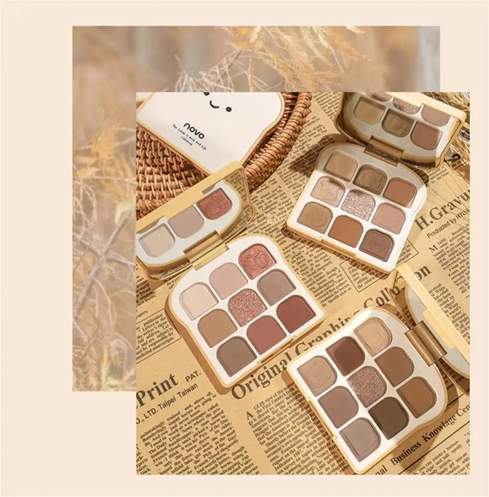 NOVO Toast 9 Colors Matte Eyeshadow Palette Pearlescent Eye Plate Cute Makeup Palette Female Cosmetic Lasting Nature Beauty