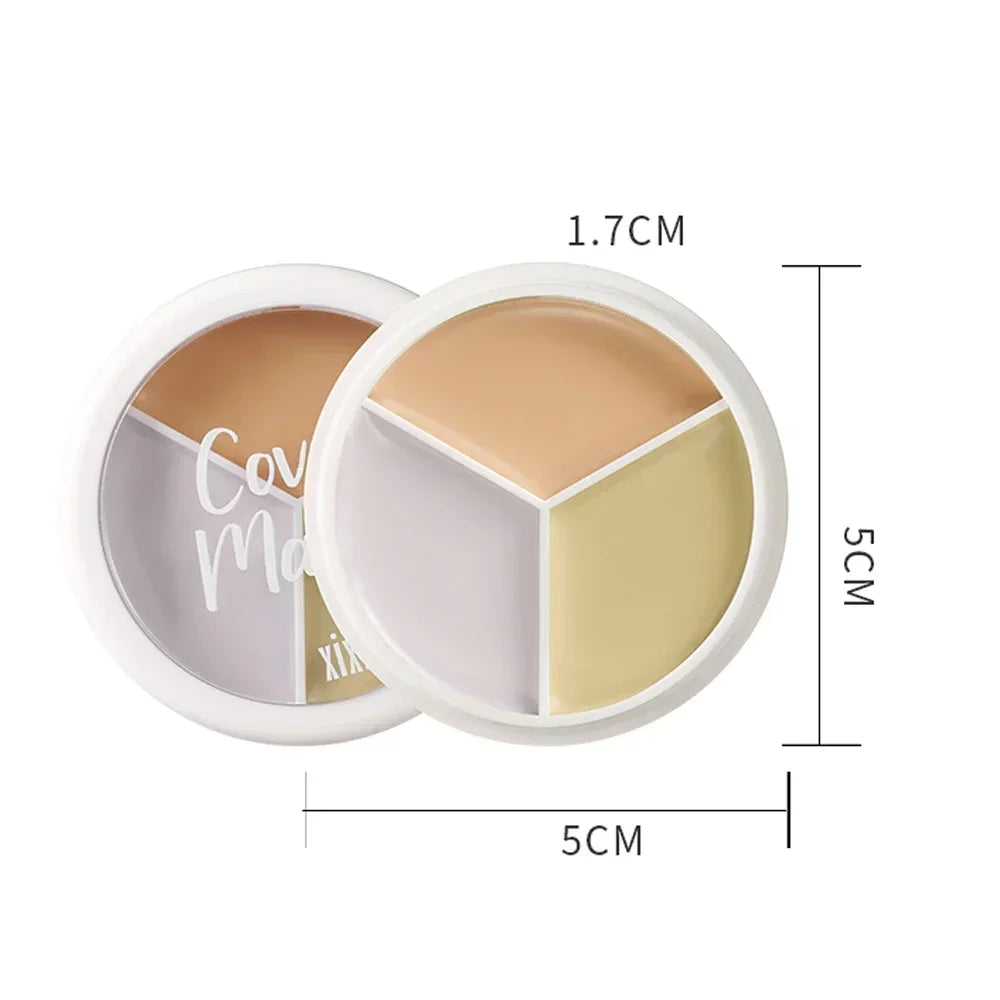 3 Colors Concealer Palette Correcter Face Contour Moisturizing Full Cover Acne Spot Dark Circles Concealer Cream Korean Makeup