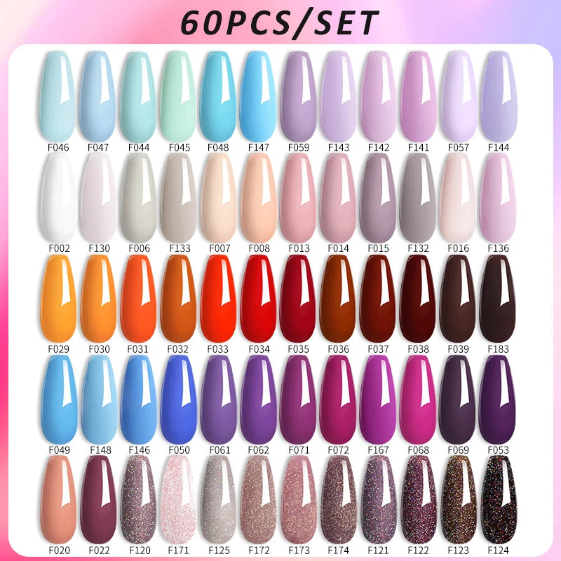 LILYCUTE 60/66/129PCS/Set Gel Nail Polish Set Glitter Colors Nail Kit Esmaltes Semi Permanent UV Gel Nail Art DIY Manicure Sets