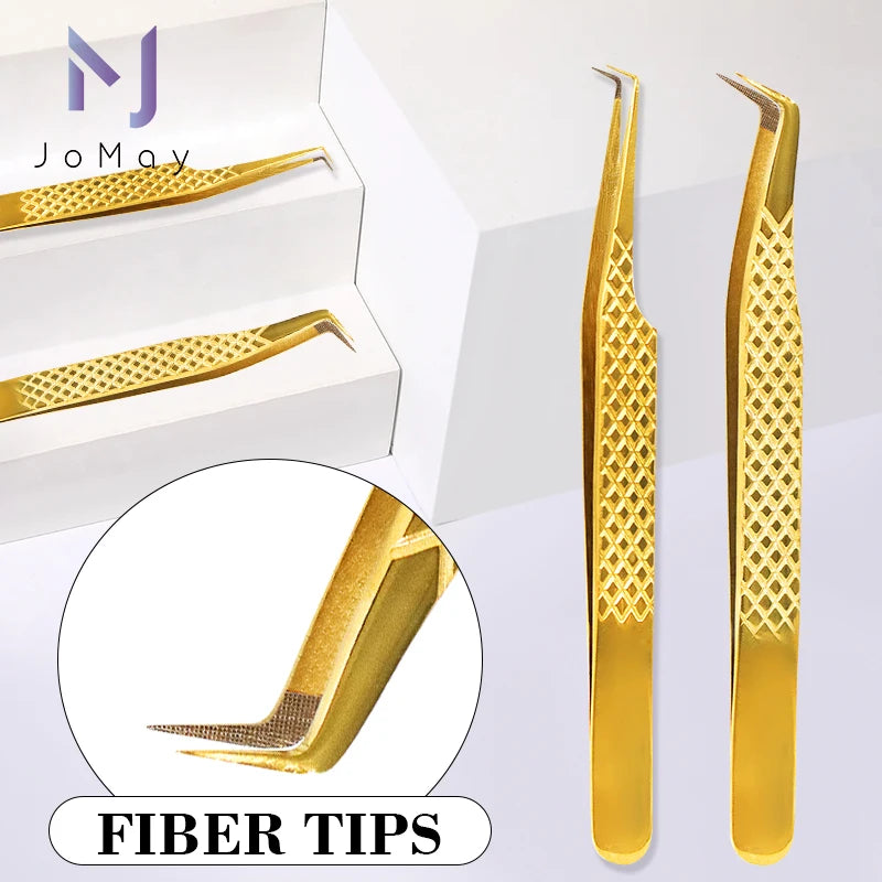 Fiber Eyelash Extension Tweezer Volume Precise Diamond Grip Fiber Tip Stainless Steel High Quality Eyebrow Makeup